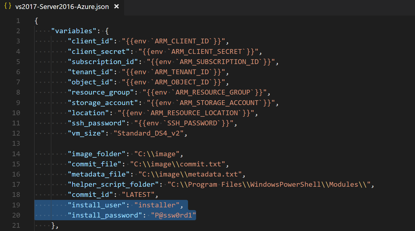 VM credentials screenshot